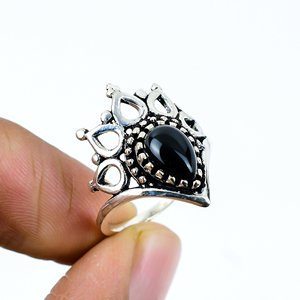 Anillos de Ónix Negro Natural con Corte Princesa, Diamantes, Acero Inoxidable, Baño de Oro de 18K, Engaste de Bisel, para Regalos Islámicos - Product Image 3