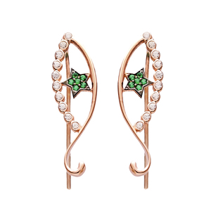 Emerald Stone Star White CZ Eye Design <b>Cuff</b> <b>Earring</b> 925 Sterling Silver Jewelry Wholesale Turkish Handmade Silver - Product Image 1