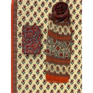 Dupatta de Chifón sin Coser con Estampado a Bloque y Diseño a Mano para Salwar Kameez, Material de Vestido Indio-Pakistaní - Product Image 1