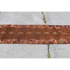 พรมเย็บปะติดปะต่อกันสีน้ำตาลชาติพันธุ์คลาสสิกพรม11.3ft 2.7 x ขนสัตว์โพลีเอสเตอร์สไตล์ตุรกีพรมห้องนั่งเล่นยางสำหรับห้องโถงสี่เหลี่ยมผืนผ้า - Product Image 3