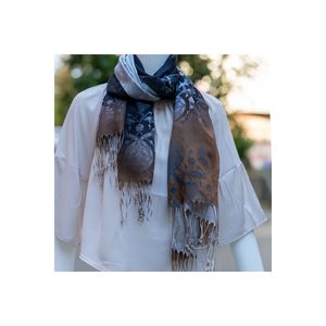 <b>Navy</b> Blue Yellow Ethnic Pattern Digital Print Cotton Women's Shawl One Size - Product Image 1