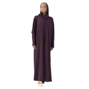 Vestido Islámico de una Pieza con Botones Delanteros y Cordón en el Cuello, Ropa Musulmana para Mujer, Ramadán, Eid, Oración, con Capucha, Ligero y Modesto - Product Image 3