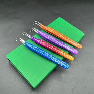 Pinzas para pestañas personalizadas de acero sostenible para botas delgadas de 45 y 90 grados con curva brillante probadas a mano, pinzas para pestañas con punta sin fibra - Product Image 3