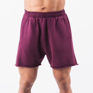 Pantalones cortos deportivos desgastados de algodón 100% para hombre con logotipo personalizado bordado Sun Faded Color sólido Cordón de calidad garantizado - Product Image 4