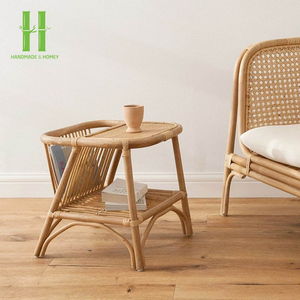 Wholesale New Natural Living Room Rattan Furniture Rattan Coffee <b>Table</b> with <b>Glass</b> Top Made in Vietnam - Product Image 4