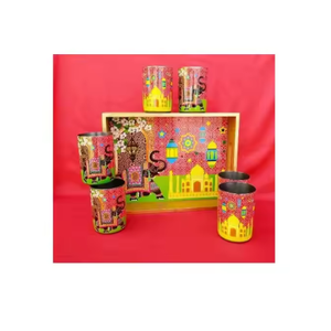 Plateau moderne fait à la main avec logo personnalisé en bois émaillé imprimé éléphant Plateaux de service élégants et vintage pour hôtels et restaurants - Product Image 2