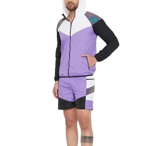 Ensembles courts coupe-vent à capuche et fermeture éclair personnalisés qualité supérieure vente chaude 100% survêtement imperméable en polyester 2026 - Product Image 2