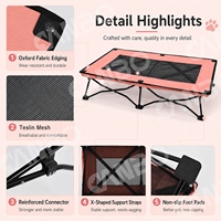 CanboPet-Cama plegable elevada para mascotas, cuna de viaje, portátil, transpirable, con malla de Textilene, cama refrescante para perros