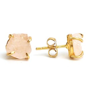 Boucles d'oreilles en quartz rose brut 8-10mm de beauté naturelle en argent sterling 925 Boucles d'oreilles en pierres précieuses brutes - Product Image 4
