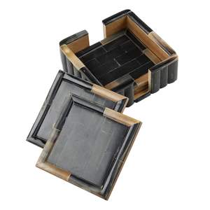 แผ่นรองแก้วทรงสี่เหลี่ยมลายเขาควายธรรมชาติคุณภาพสูงและแผ่นรองแก้วสีธรรมชาติของโลกสำหรับบ้านและร้านอาหาร - Product Image 2