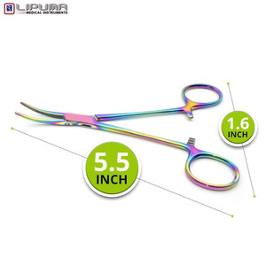 ชุดคีมคีบสเตนเลสหลายสี2ชิ้นคีมสายรุ้งขนาด5.5นิ้วทนทานกันลื่นยึดเครื่องมือผ่าตัด - Product Image 3