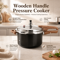 Casserole à pression avec poignée en bois, en acier inoxydable durable, avec poignée en bois anti-brûlure, conception de libération de pression sécurisée