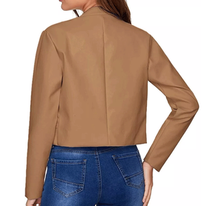 Chaqueta corta de motorista de piel de cordero Real para mujer, abrigo ajustado suave y transpirable para motocicleta - Product Image 3