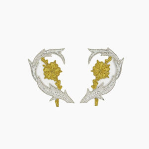Insignia de Fieltro Personalizada con Diseño de Hoja de Roble Bordada con Hilo de Bullion de Lujo de la Mejor Calidad, Cosida a Mano, con Imperdible - Product Image 5
