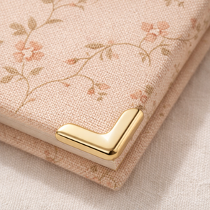 लैब्सन पीच गुलाबी कपड़े कवर फूल केंद्र पैनल साटन धनुष सोने के कोने विंटेज उपहार नोटबुक पत्रिका - Product Image 4