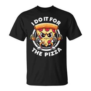 Camiseta con Frases de Gimnasio: Hago Ejercicio por la Pizza, Ropa Deportiva Promocional para Gimnasio - Product Image 1
