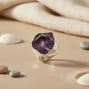 Bague tendance pour femme Art Palace en argent 925 avec pierre précieuse naturelle violette - Product Image 2