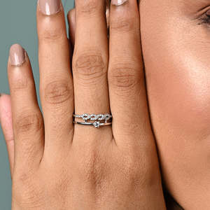 Anillos de Plata de Ley 925 de Primera Calidad para Mujer, Diseño Geométrico con Diamantes, Chapado en Rodio, Tecnología de Incrustación - Product Image 4