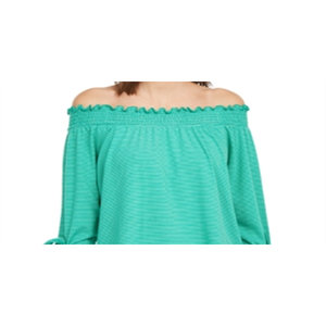 Top da Donna Maison Jules con Stampa Floreale e Spalle Scoperte, in Lino e Chiffon Ricamato, Colletto Arricciato, Verde, Taglia XS, Lungo, per Ufficio - Product Image 2