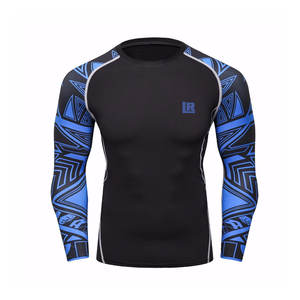 2025 superventas hombres largo gimnasio compresión tejido Atlético Fitness Jogging deporte Top único sólido estampado patrón Digital - Product Image 4
