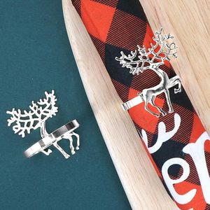 Luxe noël renne serviette anneau argent métal décoration de Table mariages fêtes de noël Thanksgiving dîners papier bois - Product Image 2