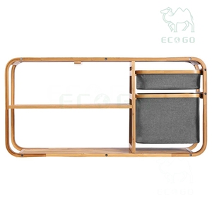 <span class=keywords><strong>Banc</strong></span> de rangement en bambou naturel pour couloir avec panier à <span class=keywords><strong>linge</strong></span> et étagères à chaussures pour la maison - Product Image 6