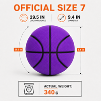 Ballon de basketball d'intérieur silencieux en mousse PU taille 7, 350g, léger, toucher doux, faible bruit, directement de l'usine
