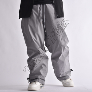 Pantalones de esquí de nieve grises personalizados unisex estilo holgado impermeable a prueba de viento con bolsillos con cremallera y puños inferiores ajustables - Product Image 4