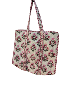 Sac de courses réutilisable écologique en coton 100% matelassé de qualité supérieure ATITHI ART avec fermeture éclair, poignée d'épaule, tissu rembourré - Product Image 2