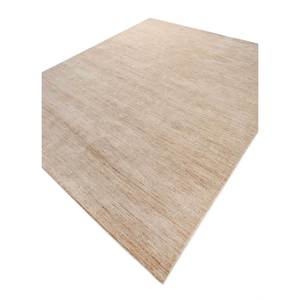 พรมขนสัตว์ทอมือลายเส้นโค้งสีเบจน้ำตาลขนาดใหญ่รูปทรงสี่เหลี่ยมผืนผ้าลายทางสามมิติสีพื้นสำหรับบ้าน ห้องนอน ห้องนั่งเล่น ทางเดิน-Hwl-237 - Product Image 2