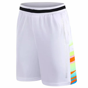HASH INTERNATIONAL Men's White Quick Dry Sport Shorts With Colorful Side Stripe Elastic Waist Knitted Polyester <b>Running</b> Jogging - Product Image 5