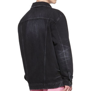 Chaqueta Vaquera de Mezclilla Negra con Bloques de Color, Cuello Clásico, 100% Algodón, Duradera, con Logotipo Personalizado, Nueva Colección 2025 para Hombre - Product Image 3
