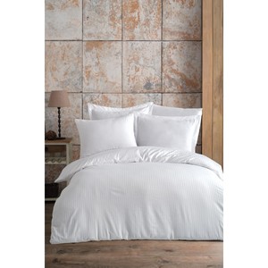 Ensemble de housse de couette en satin de coton blanc de la série Varol Zeus, taille King, 4 pièces, motif uni pour usage domestique - Product Image 1