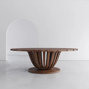 Table à manger Riva moderne en teck massif avec finition couleur noyer et de haute qualité pour une utilisation en intérieur et en extérieur - Product Image 6