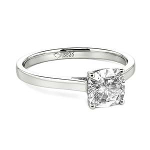 Jeulia Gold Plated Cushion Cut <b>Solitaire</b> Sterling <b>Silver</b> Fashion Engagement <b>Ring</b> - Product Image 2