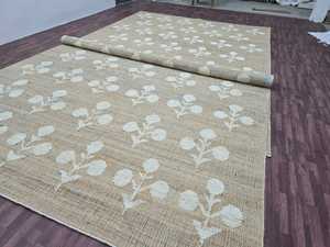 Alfombra de yute Natural 100% hecha a mano, alfombrilla de algodón de yute amarillo, alfombrilla para puerta de suelo, patrón abstracto, alfombras rojas de yute alto para juegos de alfombras - Product Image 4