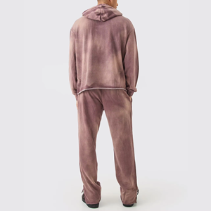 Ropa de calle personalizada Sun Faded Distressed Raw Hem Hoodies Vintage acid Stone washing Men's Hoodies - Product Image 3