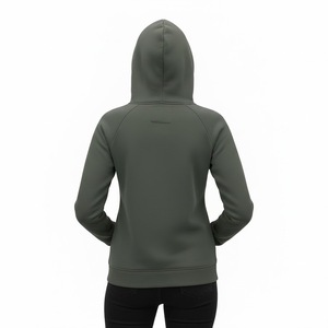 Sweat à capuche noir ébène uni pour femme, coupe ajustée, qualité supérieure, en molleton, style streetwear, coton haute densité - Product Image 2