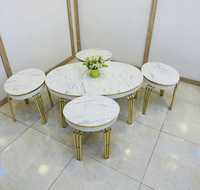 Table basse convertible de style moderne et luxueux en acier inoxydable, ensemble de salle à manger, pour la maison, le bureau, le bar, la cuisine, la chambre à coucher, usage domestique 2