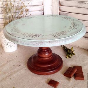 Support à gâteau rond en bois de ferme avec texture de grain de bois naturel adapté à la décoration de style campagnard rustique - Product Image 6