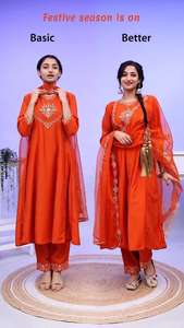 Ropa de diseñador indio de la mejor calidad Faux Georgette Heavy Thread bordado y corte Top y pantalón de trabajo con borde de encaje Dupatta - Product Image 5