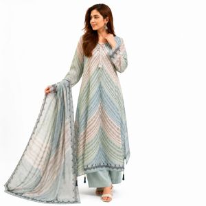 Salwar Kameez en coton grande taille, ensemble 3 pièces longueur longue, style fusion SL00252 - Product Image 1
