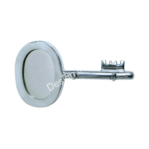 Metal Crafts Key Style Oval Frame <b>Bathroom</b> <b>Wall</b> <b>Mirror</b> With Key Clothes Hanger Rail 2 Hooks Modern Interior Decor - Product Image 2