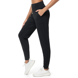 Pantalon de jogging ample personnalisé avec logo, taille haute, en molleton pour femme, respirant, style hip-hop avec décoration en dentelle pour l'hiver - Product Image 1