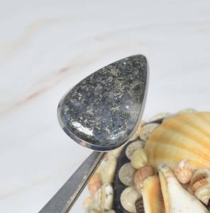 Bague en argent sterling 925 avec pierre précieuse naturelle de marcassite taille poire, pierre de naissance de juin, style Art Palace, bijou vintage et audacieux pour les fêtes - Product Image 2