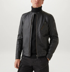 แจ็กเก็ตหนังวัวแท้สำหรับผู้ชายปกหนังวัวแท้ปรับแต่งโลโก้ให้ความอบอุ่น - Product Image 5