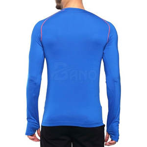 Camisas de fitness más vendidas para adultos Camisas de fitness de punto de moda Patrón sólido Manga larga Hecho de algodón/fibra de bambú - Product Image 3
