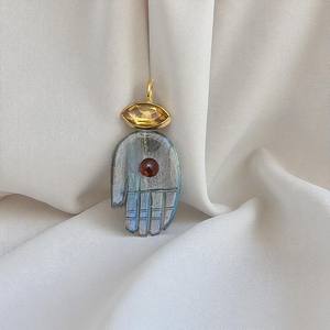 Colgante tallado a mano de amatista 21x14mm chapado en oro 925 juego de pinzas de plata abalorios de piedra natal hechos a mano joyería de piedras preciosas al por mayor - Product Image 2