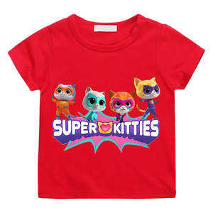 Camiseta de Verano Super Kitties para Niños, Jersey Liso con Diseño de Personajes y Logotipo, Ropa Tejida para Niños - Product Image 5