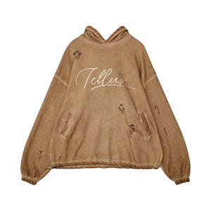 Sudadera con capucha de hombro caído de primera calidad para hombre de algodón 100% al por mayor, diseño de logotipo personalizado, aspecto desgastado vintage, forro polar extragrande de primavera - Product Image 1